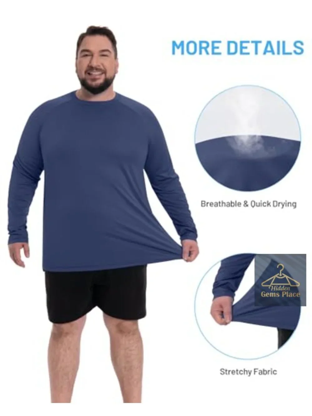 Men's UPF 50+ Long Sleeve Rash Guard Shirt Quick Dry Sun Protection Swim Tee